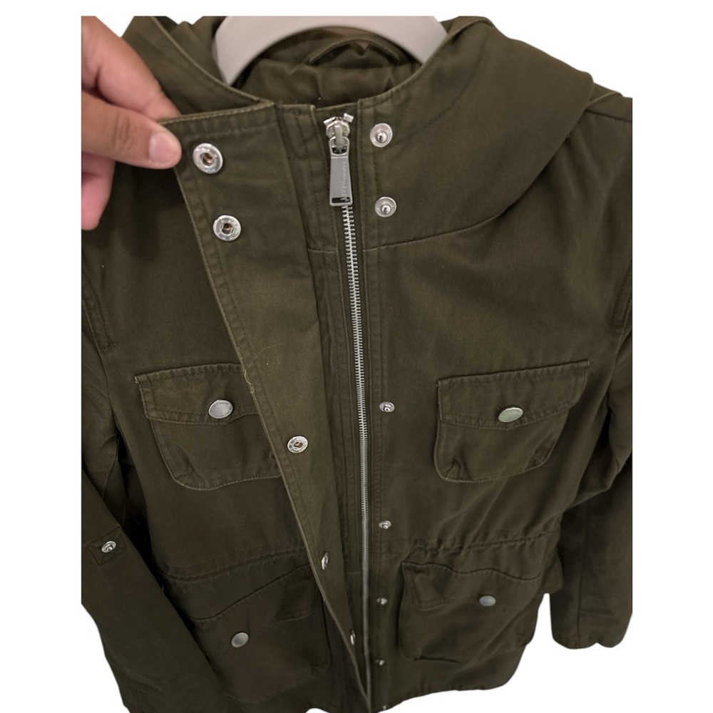 BCBGenration Hooded Utility Packable Lightweight Army Green Jacket Size XS - Picture 10 of 13